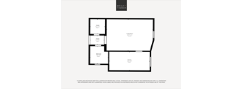 A black and white image of a floor plan for a property by Brick+Timber.