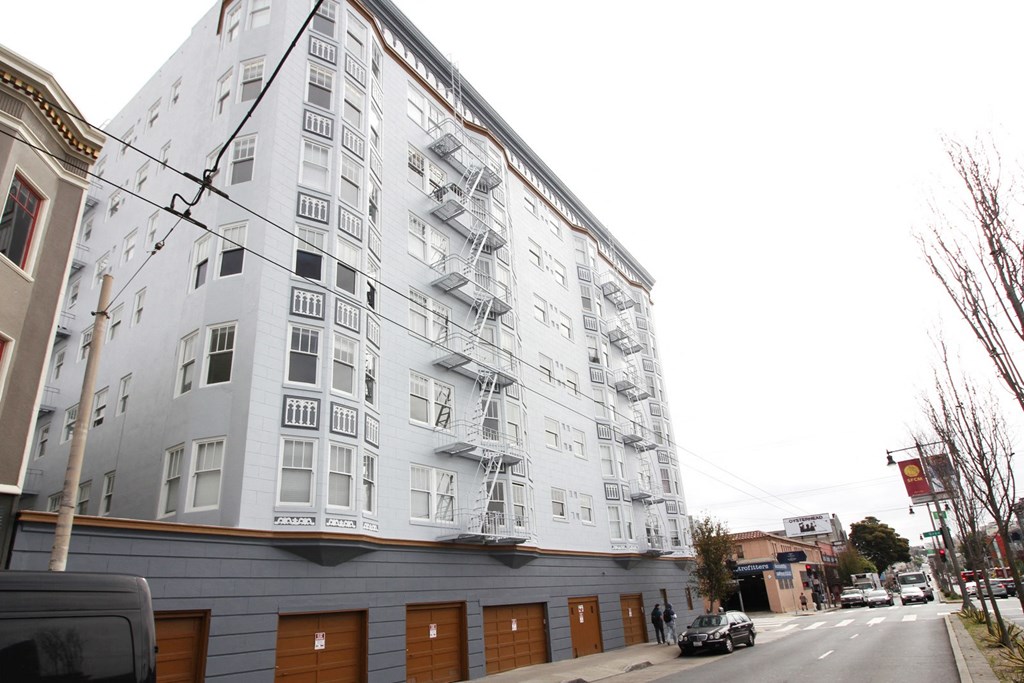 exterior of the apartment building.