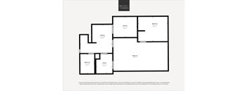 A black and white image of a floor plan for a property by Brick+Timber.