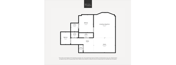 A floor plan of a property with a living room, dining room, kitchen, and two bathrooms.