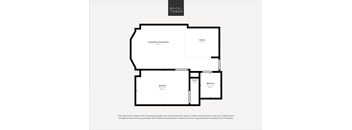 A black and white image of a floor plan for a property by Brick+Timber.