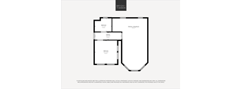 A black and white image of a floor plan for a property by Brick+Timber.