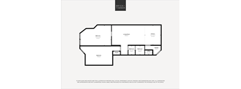 A black and white image of a floor plan for a property by Brick+Timber.