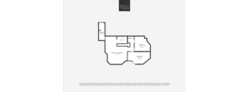 A floor plan of a property with a kitchen, living room, and two bathrooms.