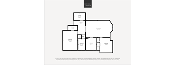A black and white image of a floor plan for a property by Brick+Timber.