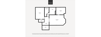 A black and white image of a floor plan for a property by Brick+Timber.