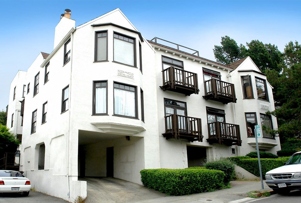 Exterior view of the apartment building