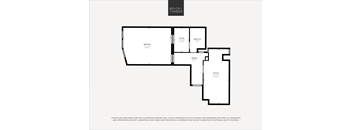 A black and white image of a floor plan for a property named Brick+Timber.