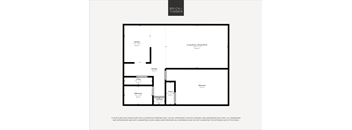 A black and white image of a floor plan for a living space.