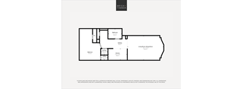 A floor plan of a property with a living room, dining room, kitchen, and laundry room.