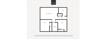 A black and white image of a floor plan for a Brick+Timber home.