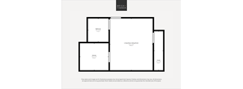 A floor plan of a property with a living room, dining room, kitchen, and bathroom.