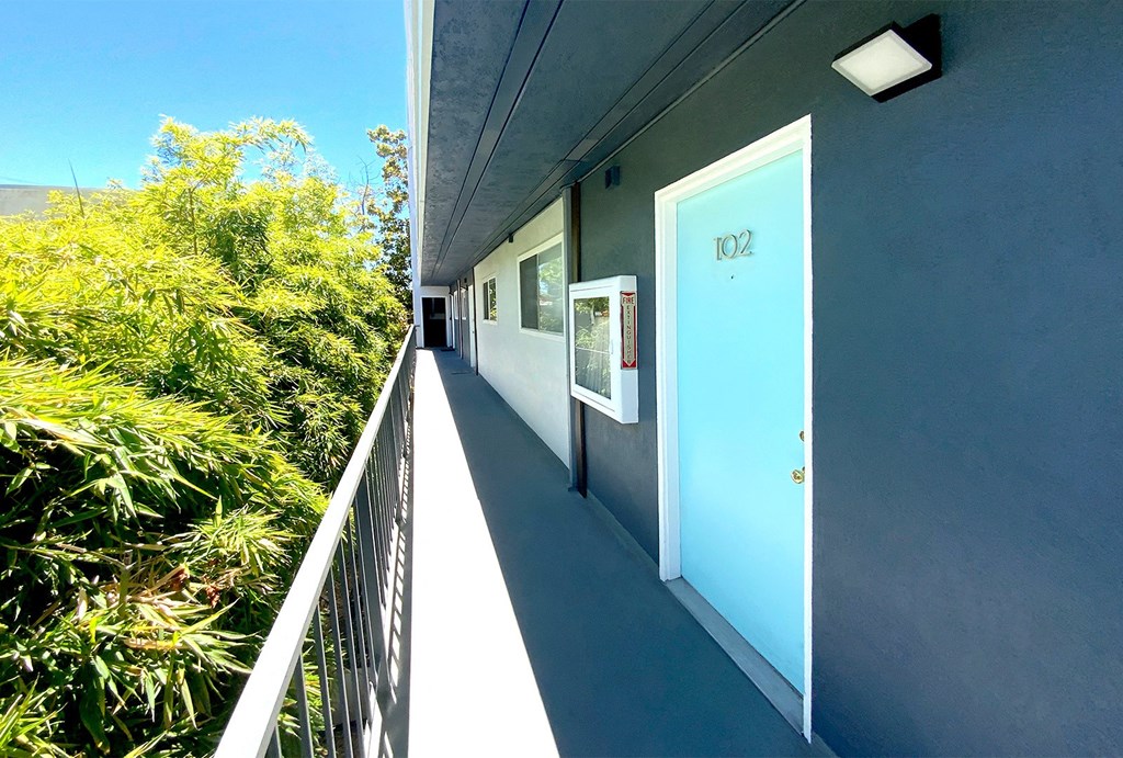 Walk way leading to the units.