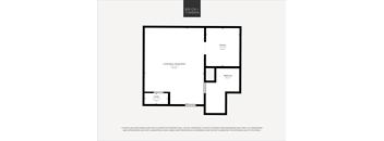A black and white image of a floor plan for a property by Brick+Timber.
