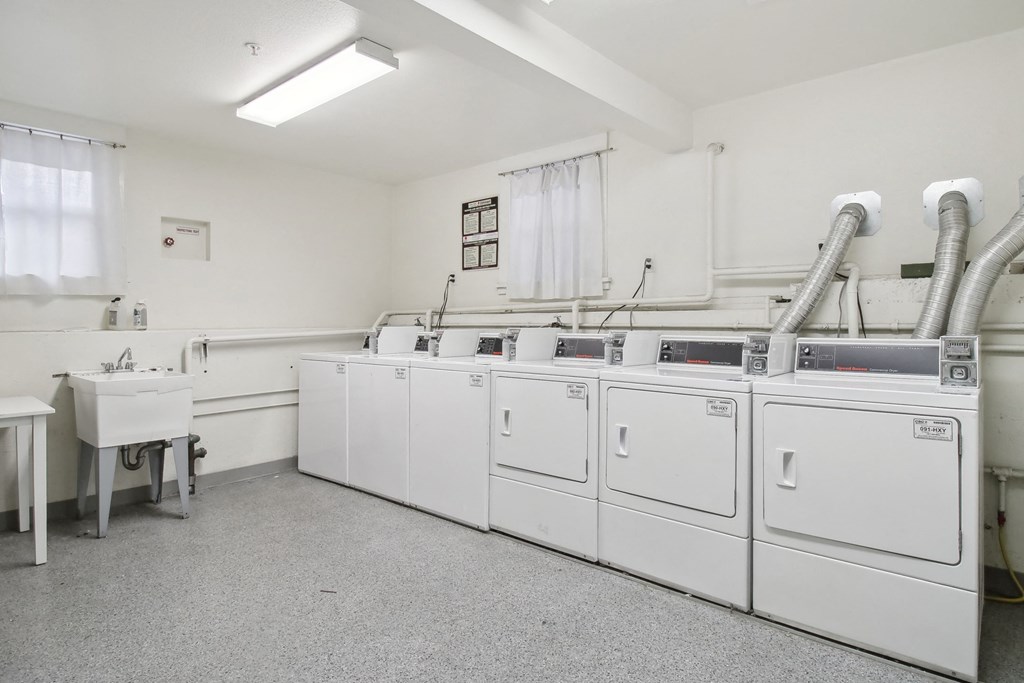 Laundry room with washing machines neatly arranged