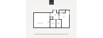 A black and white image of a floor plan for a property called Brick+Timber.