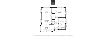 A black and white image of a floor plan for a brick and timber building.