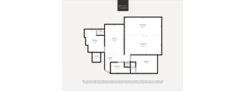 A floor plan for a Brick+Timber property showing a living room, two bedrooms, a bathroom, and a kitchen.
