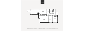 A black and white image of a floor plan for a property by Brick+Timber.