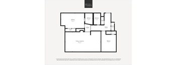 A black and white image of a floor plan for a property by Brick+Timber.