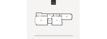 A black and white image of a floor plan for a property by Brick+Timber.