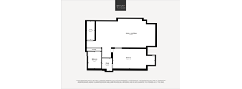 A black and white image of a floor plan for a property by Brick+Timber.