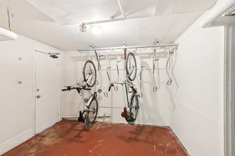 Well-organized bicycle storage area