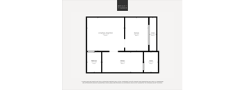 A black and white image of a floor plan for a Brick+Timber building.