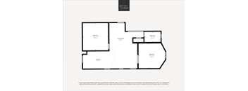 A black and white image of a floor plan for a property by Brick+Timber.