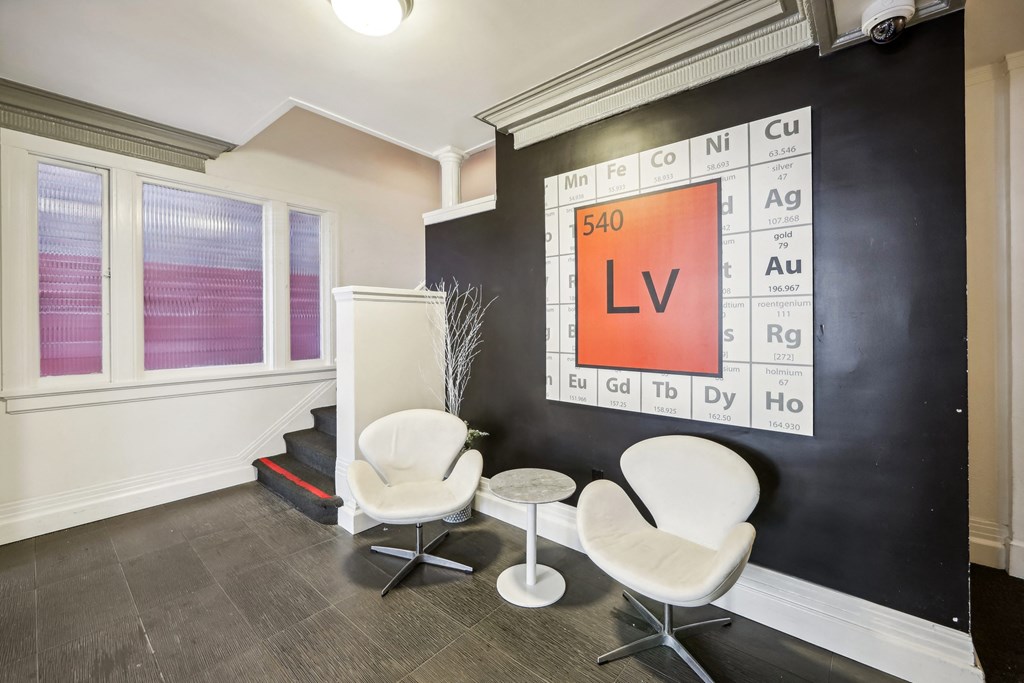 Lobby with two armchairs and coffee table