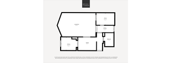 A black and white image of a floor plan for a property by Brick+Timber.