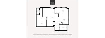 A black and white image of a floor plan for a property by Brick+Timber.