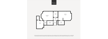 A black and white image of a floor plan for a property named Brick+Timber.