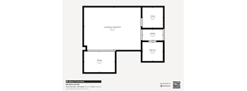 A floor plan of a property with a kitchen, living room, dining room, bathroom and cloakroom.