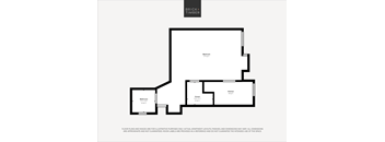 A black and white image of a floor plan for a brick and timber building.