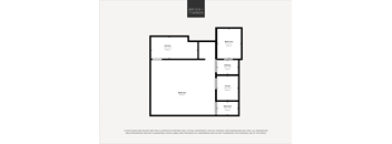 A black and white image of a floor plan for a property by Brick+Timber.