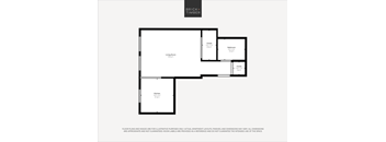A black and white image of a floor plan for a property by Brick+Timber.
