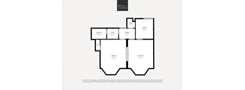 A black and white image of a floor plan for a property by Brick+Timber.