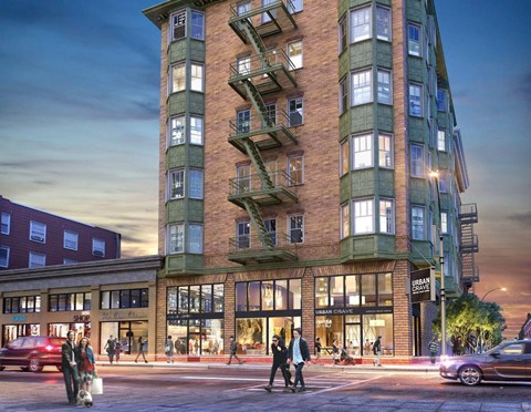 Front exterior view of the apartment building at 815 O'Farrell St, San Francisco, CA 94109, USA