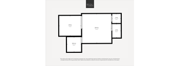 A black and white image of a floor plan for a Brick+Timber property.
