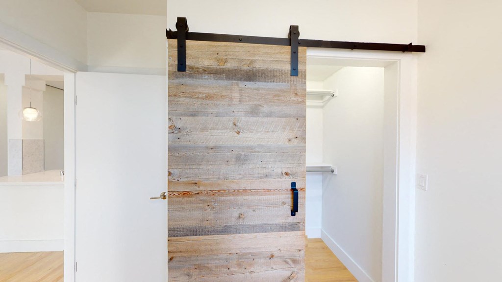 a sliding barn door in a modern home
