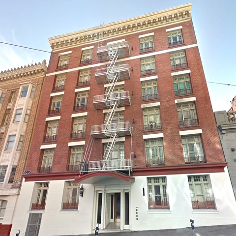 Front exterior view of the apartment building at 861 Sutter St, San Francisco, CA 94109, United States