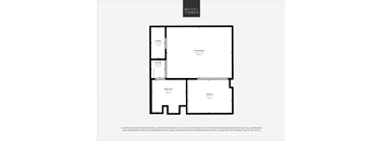 A black and white image of a floor plan for a property by Brick+Timber.
