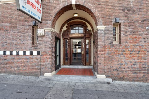 Main entrance door of the apartment building at 2500 Durant Ave, Berkeley, CA 94704, United States