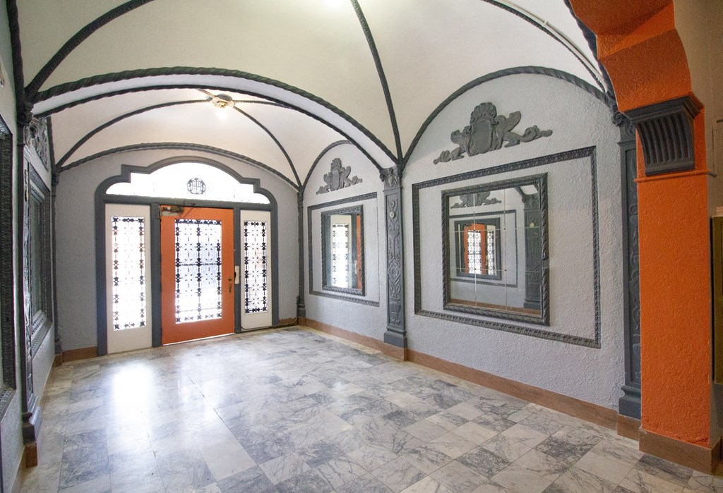 lobby of the apartment building.