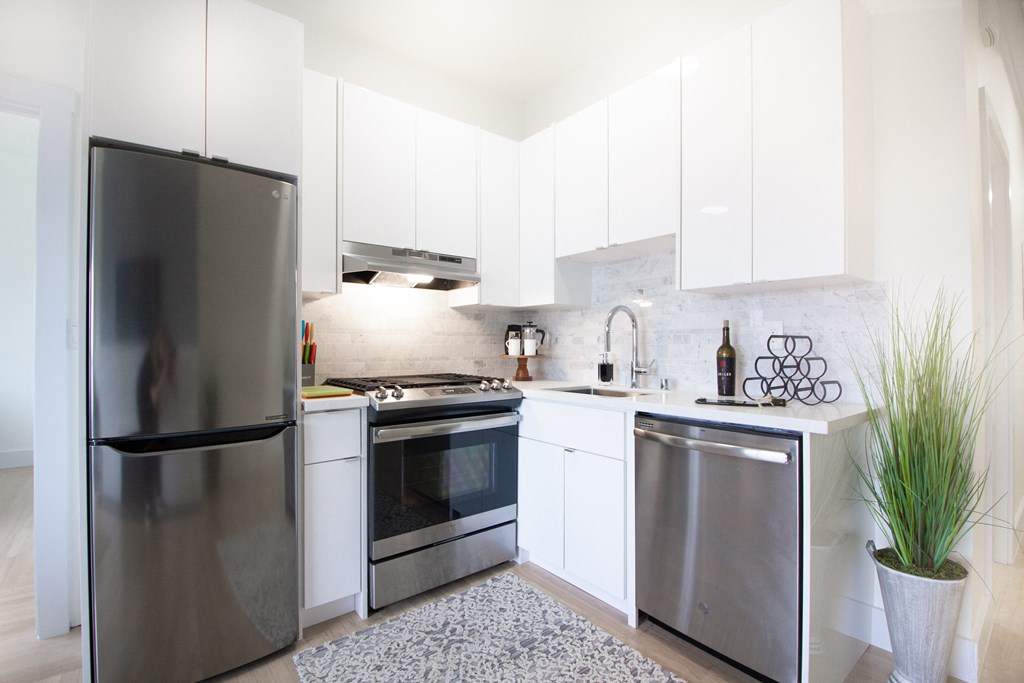modern kitchen and upgraded stainless steel appliances