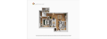 A Parkmerced apartment floor plan shows a living room, bedrooms, a kitchen, and a bathroom.