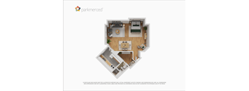A Parkmerced apartment floor plan shows a living room, bedrooms, a kitchen, and a bathroom.