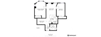 a floor plan of a home with a bedroom and a living room