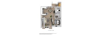 2 bed two bath floorplan with balcony at Northampton Village Apartments, Indiana